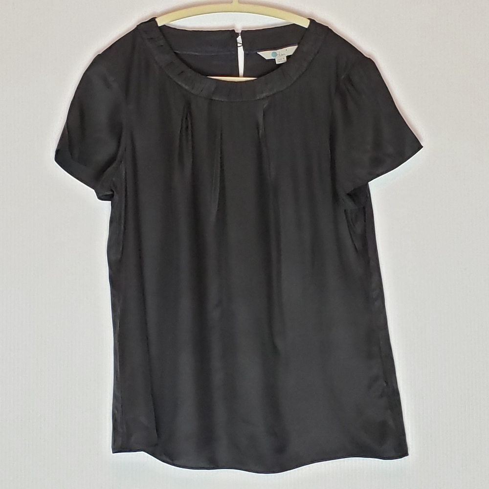 Boden Black Silk Blend Short Sleeve Blouse